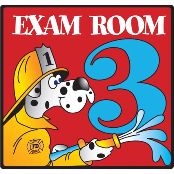 Exam Room Sign Flat Surface Mount Dalmation/Red Plastic Ea