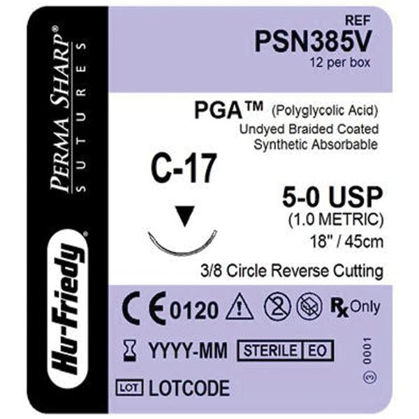 Perma Sharp Suture 5-0 18" Polyglycolic Acid Braid C-17 Undyed 12/Bx