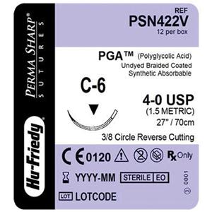 Perma Sharp Suture 4-0 27" Polyglycolic Acid Braid C-6 Undyed 12/Bx