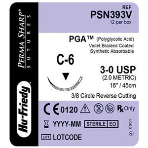 Perma Sharp Suture 3-0 18" Polyglycolic Acid Braid C-6 Violet 12/Bx
