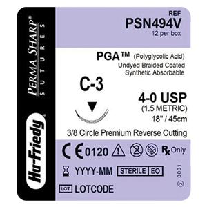 Perma Sharp Suture 4-0 18" Polyglycolic Acid Braid C-3 Undyed 12/Pk