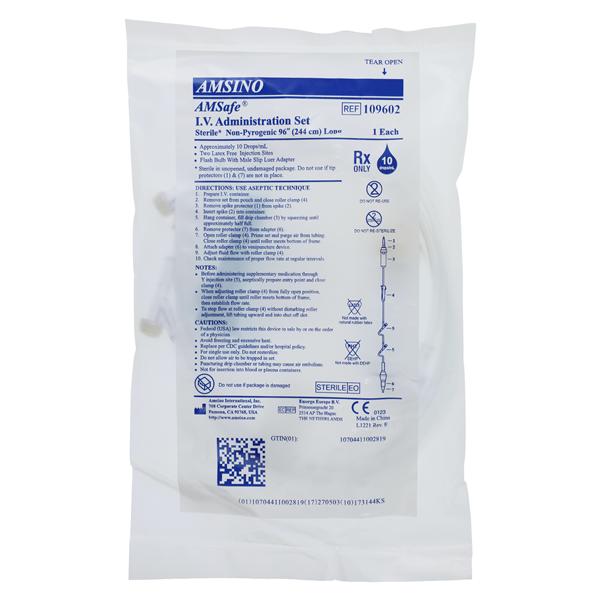 Amsafe EMS IV Administration Set 2 Y-Injection Sites 89" 10 Drops/mL 19mL 50/Ca