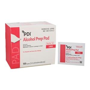 Prep Pad Alcohol Large 1.7 in x 3.5 in, 10 BX/CA