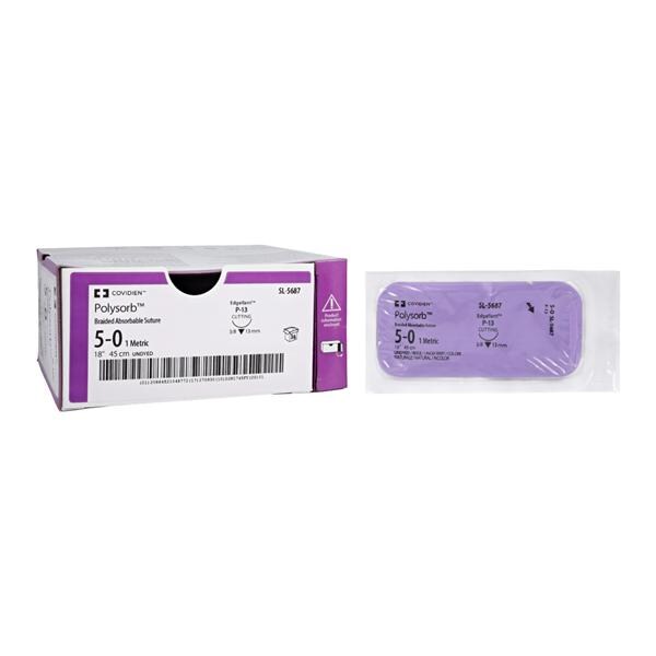 Polysorb Suture 5-0 18" Polyester Braid P-13 Undyed 36/Ca