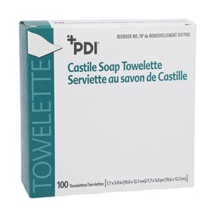 Castile Soap Towelette White/Green 7.7x5" 100/Bx, 10 BX/CA