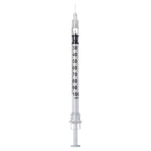 InviroSnap Insulin Syringe/Needle 28gx1/2" 1cc Orange Safety LDS 100/Bx, 10 BX/CA