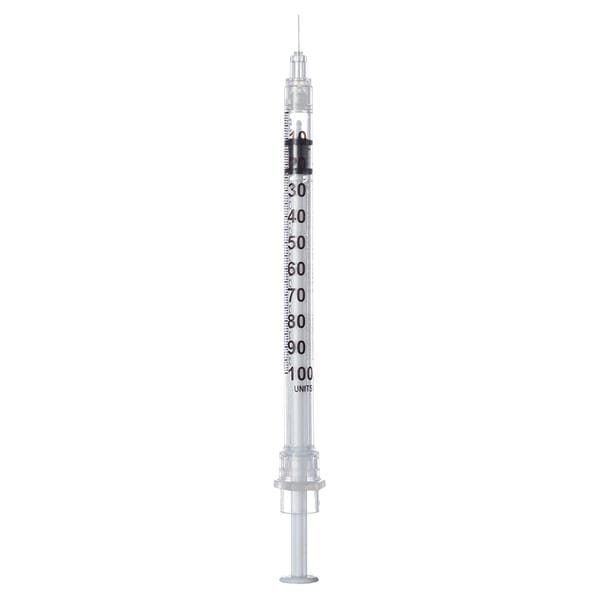InviroSnap Insulin Syringe/Needle 28gx1/2" 1cc Orange Safety LDS 100/Bx, 10 BX/CA