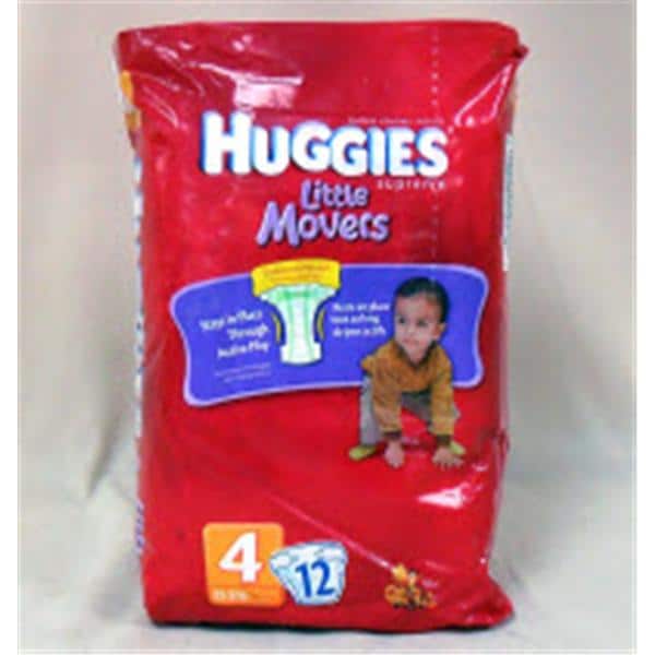 Huggies Little Movers Diaper Baby Disposable Unisex Latex-Free Step 4 12/Pk, 9 PK/CA