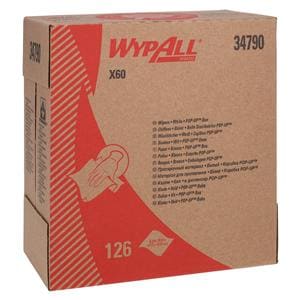 Wypall X60 Professional Wipes Disposable Hydroknit 9.1 in x 16.8 in White 126/Bx