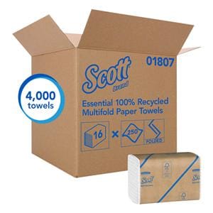 Scott Hand Towel Multifold Disposable Fbr 9.2 in x 9.4 in Wht 4000/Ca