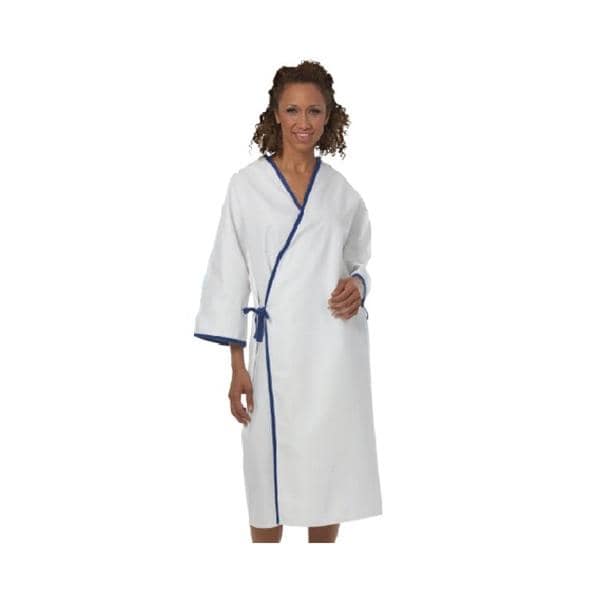 Patient Gown One Size White / Blue Ea