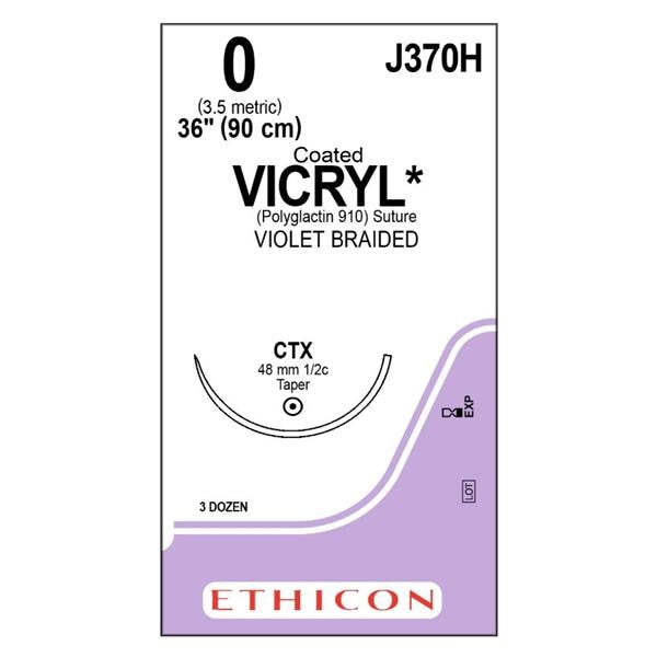 Vicryl Suture 0 36" Polyglactin 910 Braid CTX Violet 36/Bx