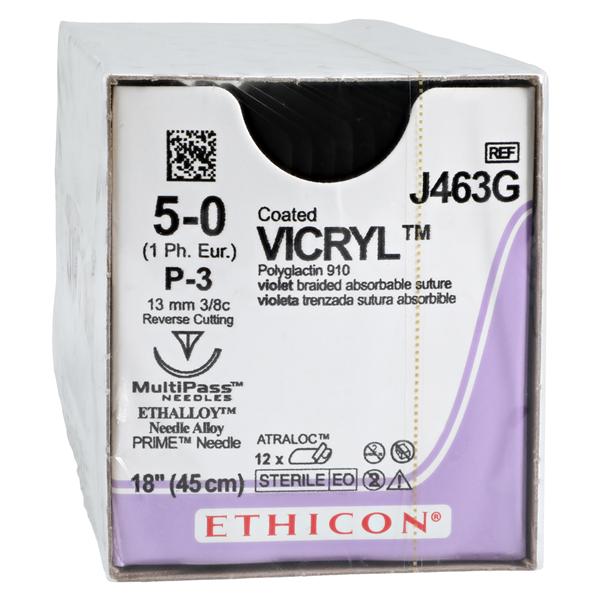 Vicryl Suture 5-0 18" Polyglactin 910 Braid P-3 Violet 12/Bx