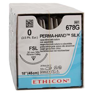 Perma-Hand Suture 0 18" Silk Braid FSL Black 12/Bx