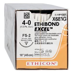 Ethibond Excel Suture 4-0 18" Polyester Braid FS-2 Green 12/Bx