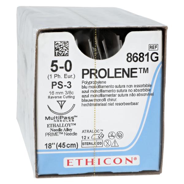 Prolene Suture 5-0 18" Polypropylene Monofilament PS-3 Blue 12/Bx