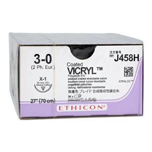 Vicryl Suture 3-0 27" Polyglactin 910 Braid X-1 Undyed 36/Bx