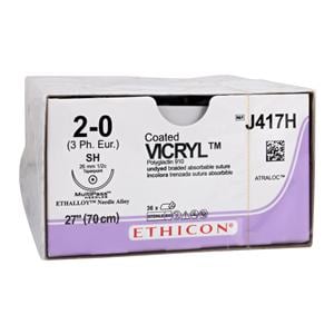 Vicryl Suture 2-0 27" Polyglactin 910 Braid SH Undyed 36/Bx