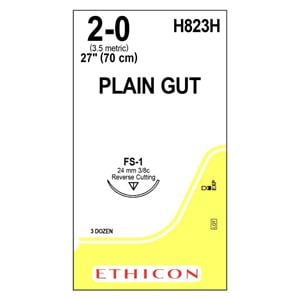 Catgut Suture 2-0 27" Plain Gut Monofilament FS-1 Yellowish Tan 36/Bx