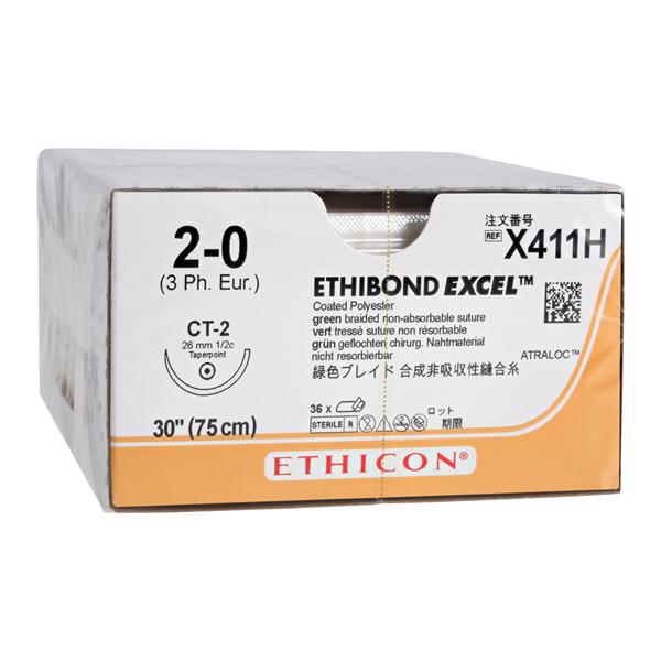 Ethibond Excel Suture 2-0 30" Polyester Braid CT-2 Green 36/Bx