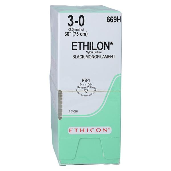 Ethilon Suture 3-0 30" Nylon Monofilament FS-1 Black 36/Bx