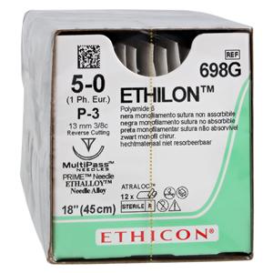 Ethilon Suture 5-0 18" Nylon Monofilament P-3 Black 12/Bx
