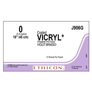 Vicryl Suture 0 12-18" Polyglactin 910 Braid Violet 12/Bx