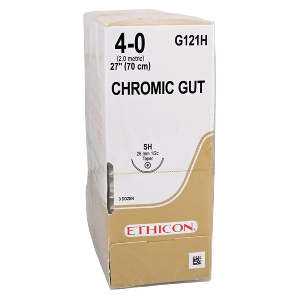 Ethicon Suture 4-0 27" Chromic Gut Monofilament SH Brown 36/Bx