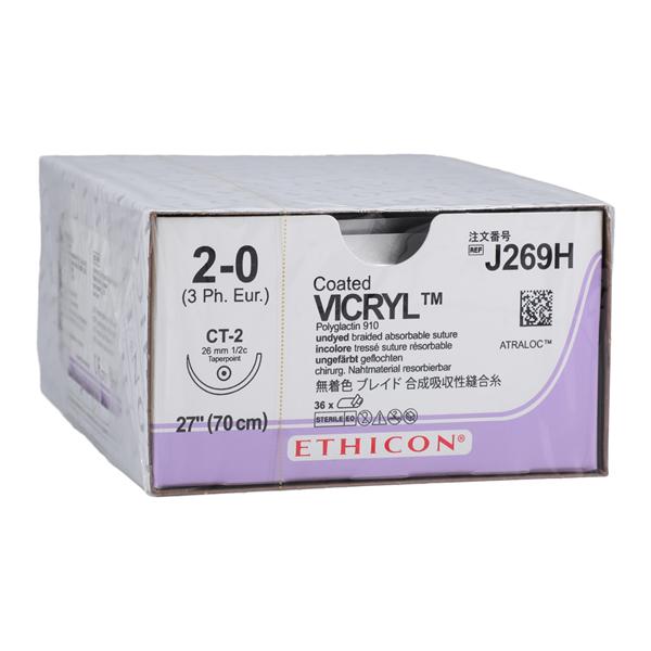 Vicryl Suture 2-0 27" Polyglactin 910 Braid CT-2 Undyed 36/Bx