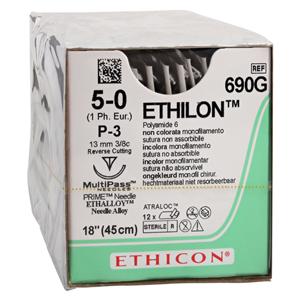Ethilon Suture 5-0 18" Nylon Monofilament P-3 Undyed 12/Bx