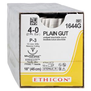 Suture 4-0 18" Plain Gut Monofilament P-3 Yellowish Tan 12/Bx