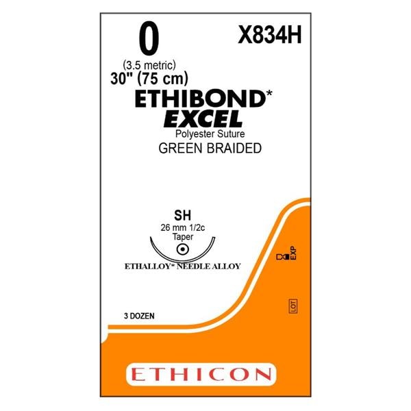 Ethibond Excel Suture 0 30" Polyester Braid SH Green 36/Bx