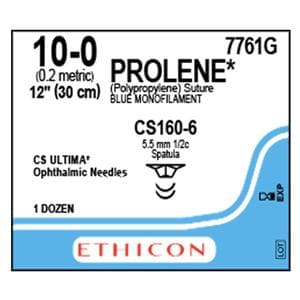 Prolene Suture 10-0 12" Polypropylene Monofilament CS160-6/CS160-6 Blue 12/Bx