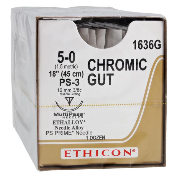 _ Suture 5-0 18" Chromic Gut Monofilament PS-3 Brown 12/Bx