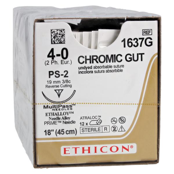 _ Suture 4-0 18" Chromic Gut Monofilament PS-2 Brown 12/Bx