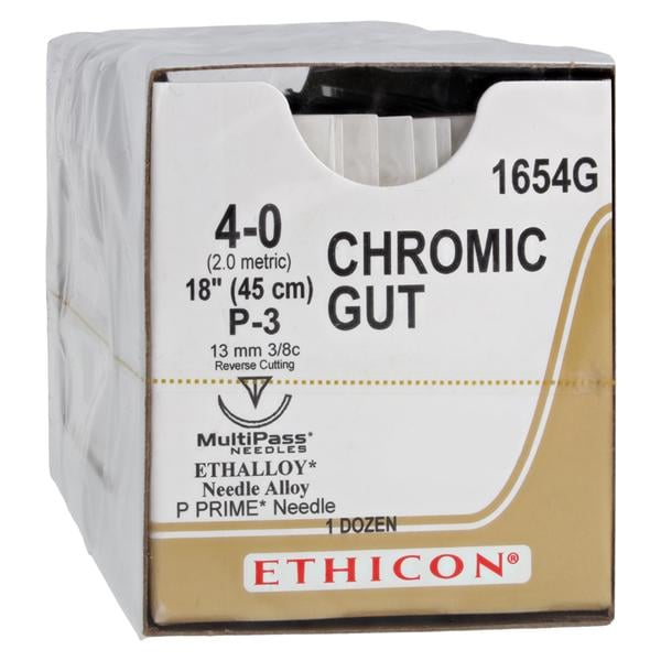 _ Suture 4-0 18" Chromic Gut Monofilament P-3 Brown 12/Bx