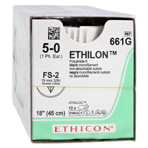 Ethilon Suture 5-0 18" Nylon Monofilament FS-2 Black 12/Bx