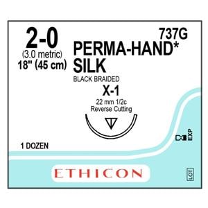 Perma-Hand Suture 2-0 18" Silk Braid X-1 Black 12/Bx