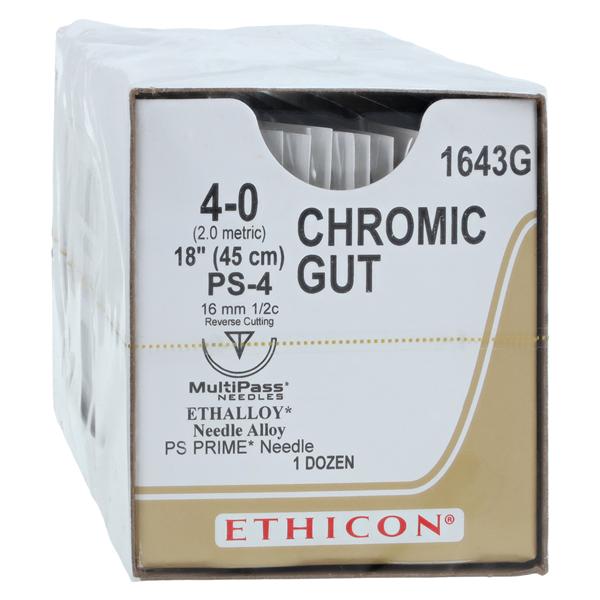 Suture 4-0 18" Chromic Gut Monofilament PS-4 Brown 12/Bx