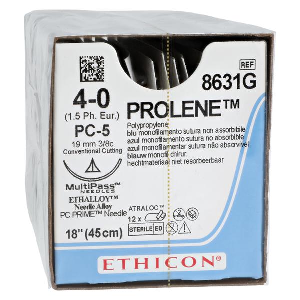 Prolene Suture 4-0 18" Polypropylene Monofilament PC-5 Blue 12/Bx