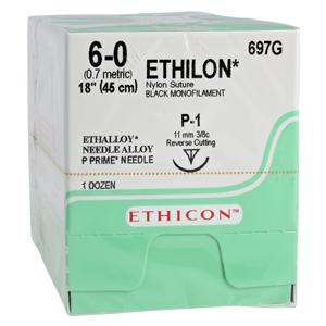 Ethilon Suture 6-0 18" Nylon Monofilament P-1 Black 12/Bx