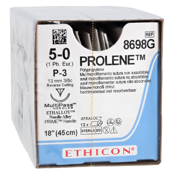 Prolene Suture 5-0 18" Polypropylene Monofilament P-3 Blue 12/Bx