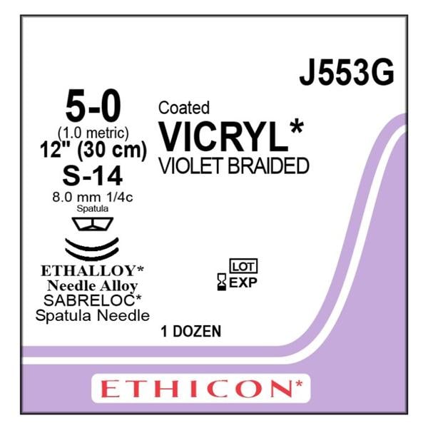 Vicryl Suture 5-0 12" Polyglactin 910 Braid S-24/S-24 Violet 12/Bx