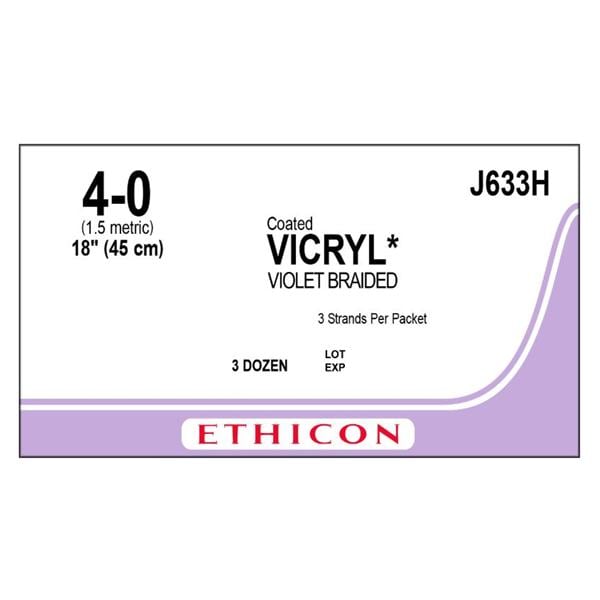 Vicryl Suture 4-0 18" Polyglactin 910 Braid Violet 36/Bx