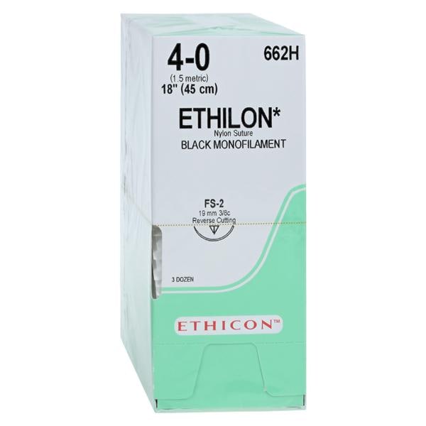 Ethilon Suture 4-0 18" Nylon Monofilament FS-2 Black 36/Bx