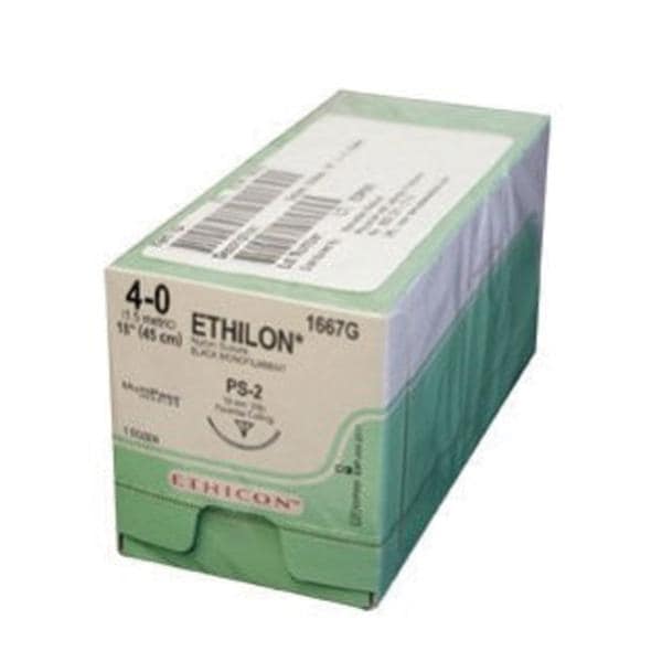Suture 4 0 Nylon Ps 2 Ethilon Black 18 Monofilament 12 Bx Henry Schein Medical