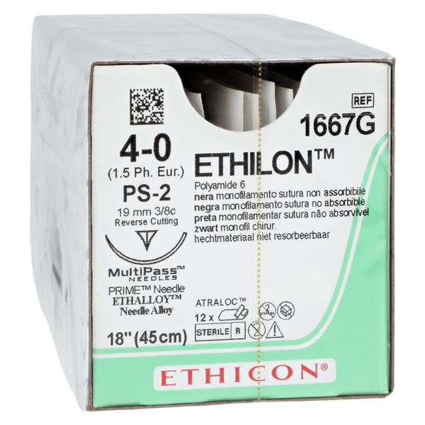 Ethilon Suture 4-0 18" Nylon Monofilament PS-2 Black 12/Bx