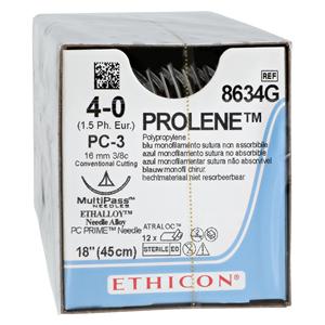 Prolene Suture 4-0 18" Polypropylene Monofilament PC-3 Blue 12/Bx