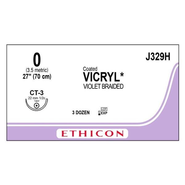 Vicryl Suture 0 27" Polyglactin 910 Braid CT-3 Violet 36/Bx