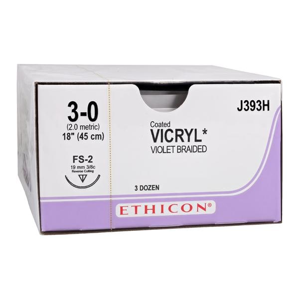 Vicryl Suture 3-0 18" Polyglactin 910 Braid FS-2 Violet 36/Bx